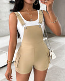 Pocket Design Casual Suspender Romper