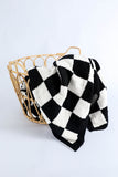 Color black Plush Checkered Print Sofa Blanket 127*152cm