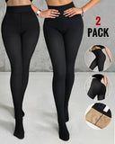 2 Piece 80g(no Fleece) High Waisted Tummy Control Elasticity Leggings Tight Pants