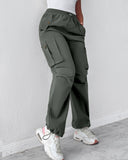 Drawstring Pocket Design Cargo Pants