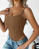 U Neck Sleeveless Ribbed Bodysuit