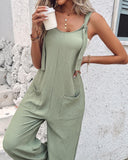 Knotted  Pocket Design Suspender Jumpsuit