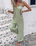 Knotted  Pocket Design Suspender Jumpsuit