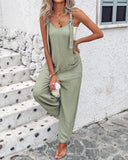 Knotted  Pocket Design Suspender Jumpsuit