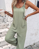 Knotted  Pocket Design Suspender Jumpsuit