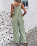 Knotted  Pocket Design Suspender Jumpsuit