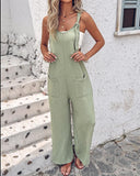 Knotted  Pocket Design Suspender Jumpsuit