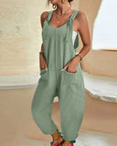 Knotted  Pocket Design Suspender Jumpsuit