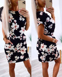 Floral Print Tied Detail Pocket Design Casual Dress