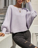 Long Batwing Sleeve Oversized Sweater Casual Crewneck Loose Ribbed Knit Pullover Tops