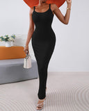 U Neck Slim fitting Long Slip Dress