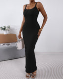 U Neck Slim fitting Long Slip Dress