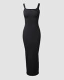 U Neck Slim fitting Long Slip Dress