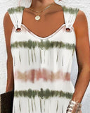 Tie Dye Print Eyelet Casual Dress