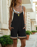 Aztec Geometric Sequin Pattern Tassel Design Romper