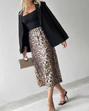 Leopard Pattern Allover Sequin Skirt