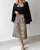 Leopard Pattern Allover Sequin Skirt