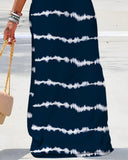 Tie Dye Print Sleeveless Casual Maxi Dress