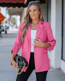 Notched Collar Roll Up Sleeve Blazer Coat