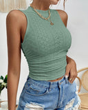 Eyelet Embroidery Textured Ruched Tank Top