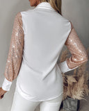 Colorblock Contrast Sequin Long Sleeve Top