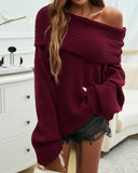 Off Shoulder Long Sleeve Oversized Knit Sweater