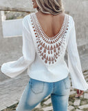 Contrast Lace Long Sleeve Top