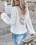 Contrast Lace Long Sleeve Top