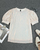 Puff Sleeve Allover Sequin Top