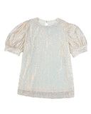 Puff Sleeve Allover Sequin Top