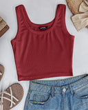 Scoop Neck Sleeveless Ribbed Tank Top Cami Tee Shirts