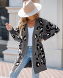 Leopard Pattern Longline Knit Cardigan