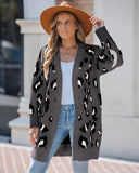 Leopard Pattern Longline Knit Cardigan