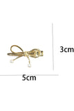 Gold Bow Knot Pearl Decor Plated Alloy Hair Clip