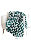 Dark Green Checkerboard Printed Soft Throw Blanket 120*200cm