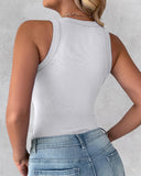 2 Pack Round Neck Thick Strap Racerback Ribbed Tank Slim Fit Tops without Bra Pads