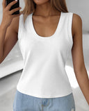 U Neck Racer Back Ribbed Tank Top