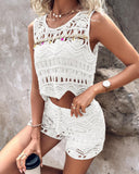 Backless Tassel Design Top & Shorts Set