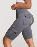 Ruched Quick Dry Pocket Design Sports Yoga Shorts