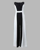 Colorblock Sleeveless Wide Leg Jumpsuit Without Belt