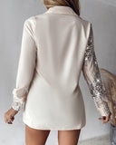 Buttoned Contrast Sequin Long Sleeve Top