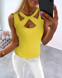 Hollow Out Criss Cross Tank Top