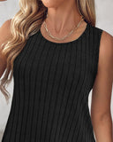 Hollow Out Criss Cross Ribbed Tank Top