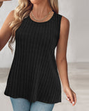 Hollow Out Criss Cross Ribbed Tank Top