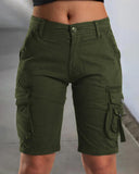 High Waist Pocket Design Cargo Shorts