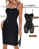 BUILT IN SHAPEWEAR Spaghetti Strap Tummy Control Slip Dress