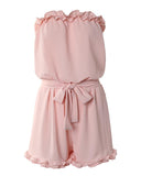 Pastel Frill Hem Backless Bandeau Romper