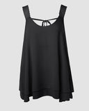 Love Heart Pattern Contrast Lace Layered Chiffon Tank Top