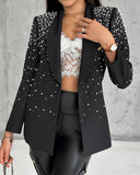 Beaded Shawl Collar Blazer Coat