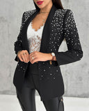 Beaded Shawl Collar Blazer Coat